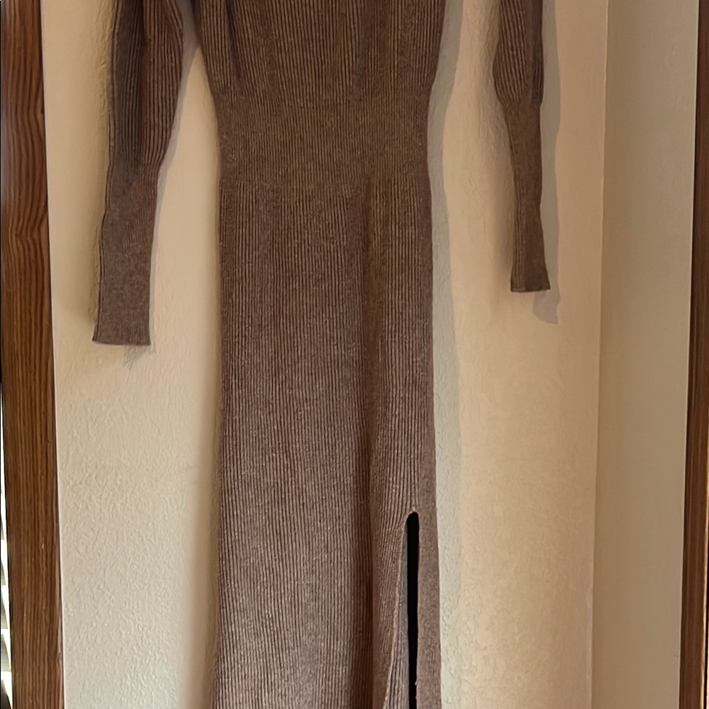 Bluivy Brown Long Sleeve Dress Elegant and Versatile - Picture 6 of 9